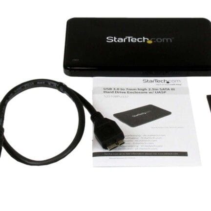 StarTech.com Caja de Disco Duro USB 3.0 con UASP para HDD/SSD SATA III de 2,5 Pulgadas y 7mm de Espesor - Carcasa SuperSpeed SATA de 6Gbps - Caja de almacenamiento - 2.5" - SATA 6Gb/s - USB 3.0 - negro