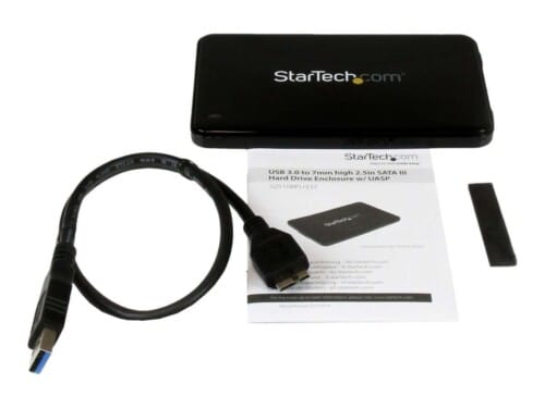 StarTech.com Caja de Disco Duro USB 3.0 con UASP para HDD/SSD SATA III de 2,5 Pulgadas y 7mm de Espesor - Carcasa SuperSpeed SATA de 6Gbps - Caja de almacenamiento - 2.5" - SATA 6Gb/s - USB 3.0 - negro