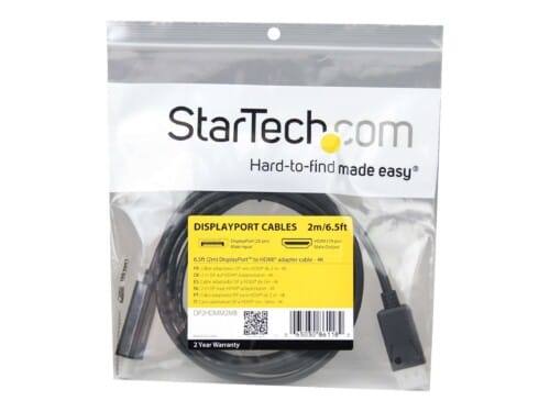 StarTech.com Cable Conversor DisplayPort a HDMI de 2m - Color Negro - Ultra HD 4K - Cable adaptador - DisplayPort macho a HDMI macho - 2 m - negro - compatibilidad con 4K - para P/N: DK30CH2DEP, DK30CH2DEPUE, DK30CH2DPPD, DK30CH2DPPDU, DK30CHDDPPD, DK30CHDPPDUE