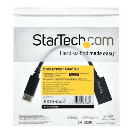 StarTech.com Adaptador Conversor de Video DisplayPort a HDMI Cable Convertidor DP Pasivo Hembra HDMI Macho DP 1920x1200 - Adaptador de vídeo - DisplayPort macho a HDMI hembra - 26.5 cm - para P/N: DK30CH2DEP, DK30CH2DEPUE, DK30CHDDPPD, DK30CHDPPDUE, MST14DP123DP, SV231QDPU34K