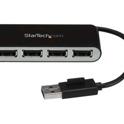 StarTech.com Concentrador Ladrón USB 2.0 de 4 Puertos con Cable Integrado - Hub Portátil USB 2.0 de 4 Puertos Alimentado por el Bus - Hub - 4 x USB 2.0 - sobremesa