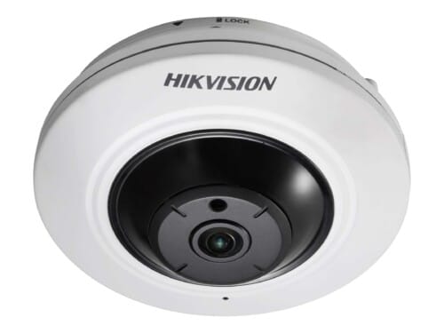 Hikvision 5MP Fisheye DS-2CD2955FWD-IS - Cámara de vigilancia de red - cúpula - color (Día y noche) - 5 MP - 2560 x 1920 - montaje M12 - focal fijado - audio - LAN 10/100 - MJPEG, H.264, H.265 - CC 12 V/PoE Clase 3