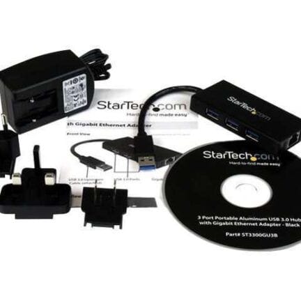 StarTech.com Hub USB 3.0 de Aluminio con Cable - Concentrador de 3 Puertos USB con Adaptador de Red Ethernet Gigabit Externo - Hub - 3 x SuperSpeed USB 3.0 + 1 x 10/100/1000 - sobremesa - para P/N: PEXUSB3S2EI, PEXUSB3S42, PEXUSB3S7, SVA5H2NEUA