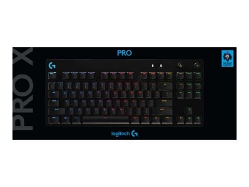 Logitech Pro X - Teclado - retroiluminación - USB - inglés - interruptor: GX Blue Clicky - negro