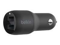 Belkin Dual Charger - Adaptador de corriente para el coche - 24 vatios - 4.8 A - 2 conectores de salida (USB) - negro