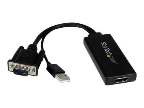 StarTech.com Adaptador Conversor VGA a HDMI con Audio USB y Alimentación - Cable Convertidor Móvil de HD15 a HDMI - 1080p - Vídeo conversor - VGA - HDMI - negro