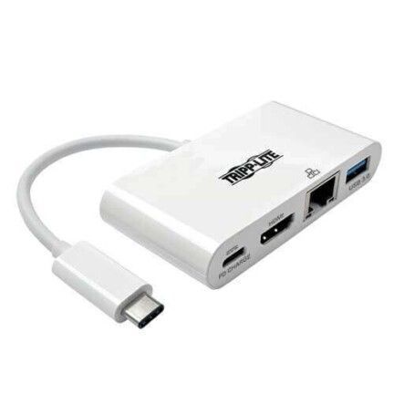 Tripp Lite USB C to HDMI Multiport Video Adapter Converter w/ USB-A Hub, USB-C PD Charging Port & Gigabit Ethernet Port, Thunderbolt 3 Compatible USB Type C to HDMI, USB Type-C - Estación de conexión - USB - HDMI - GigE
