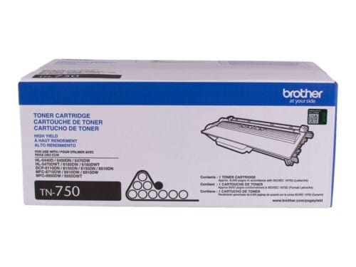 Brother TN750 - Alto rendimiento - negro - original - cartucho de tóner - para Brother DCP-8110, 8150, 8155, HL-5440, 5450, 5470, 6180, MFC-8510, 8710, 8910, 8950