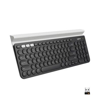 Logitech - Keyboard - Wireless - Spanish - 2.4 GHz / Bluetooth - Ergonomic Design - Black (keyboard) / Black and white