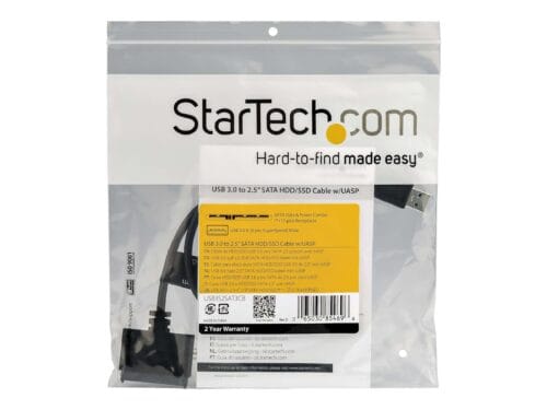 StarTech.com Cable Adaptador USB 3.0 con UASP a SATA III para Disco Duro de 2,5" - Cable Conversor para HDD SSD - Controlador de almacenamiento - 2.5" - SATA 6Gb/s - USB 3.0