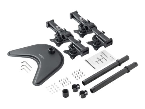 StarTech.com Base de Soporte Ajustable VESA para 4 Monitores de hasta 27 Pulgadas - Adaptador VESA de Acero de Servicio Pesado - Base - para 4 monitores - aluminio, acero resistente - negro - tamaño de pantalla: 13"-27" - soporte para escritorio - para P/N: ACCSMNT