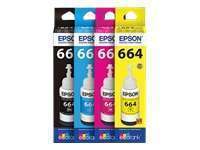 Epson T664 - Cián - original - recarga de tinta - para Epson L380, L386, L395, L495; EcoTank ET-2600, 2650, L1455, L396, L606, L656