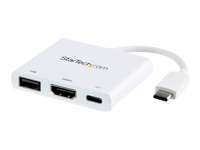 StarTech.com Adaptador Multifunción USB-C a HDMI 4K - Replicador de Puertos con Entrega de Potencia y Puerto USB-A - Blanco (CDP2HDUACPW) - Adaptador de vídeo - 24 pin USB-C macho a HDMI, USB Tipo A, 24 pin USB-C hembra - 60 mm - blanco - compatibilidad con 4K, USB Power Delivery (60W)