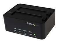 StarTech.com Dual Bay Hard Drive Duplicator and Eraser, Standalone HDDSSD ClonerCopier, USB 3.0 to SATA Docking Station, Hard Disk Duplicator and Sanitizer Dock - ToollessTop-Loading Design - Duplicador de disco duro - 2 compartimentos (SATA-300) - para P/N: SVA12M5NA