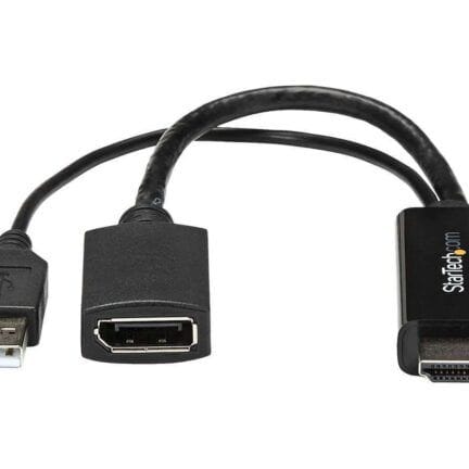 StarTech.com 4K 30Hz HDMI to DisplayPort Video Adapter w/ USB Power - 6 in - HDMI 1.4 (Male) to DP 1.2 (Female) Active Monitor Converter (HD2DP) - Cable adaptador - HDMI, USB (solo alimentación) macho a DisplayPort hembra - 25.5 cm - negro - activo, admite 4K30Hz (3840 x 2160) - para P/N: SV211HDUC, SV221HUC4K