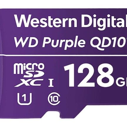 WD Purple SC QD101 WDD128G1P0C - Tarjeta de memoria flash - 128 GB - UHS-I U1 / Class10 - microSDXC UHS-I - púrpura