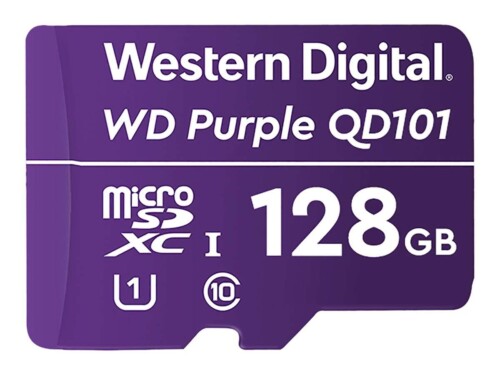WD Purple SC QD101 WDD128G1P0C - Tarjeta de memoria flash - 128 GB - UHS-I U1 / Class10 - microSDXC UHS-I - púrpura